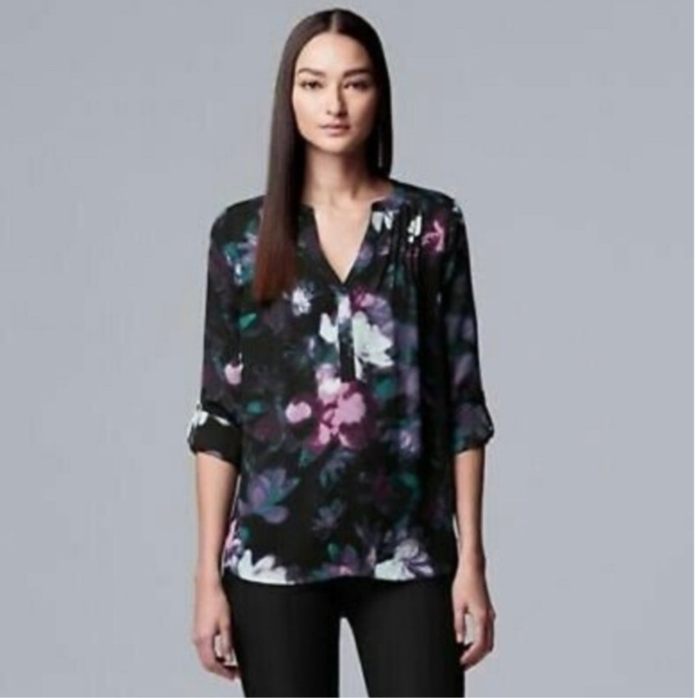 Simply Vera Vera Wang Long Sleeve Floral Top | S